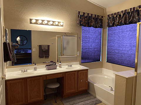 Master bathroom with separate shower and toilet room