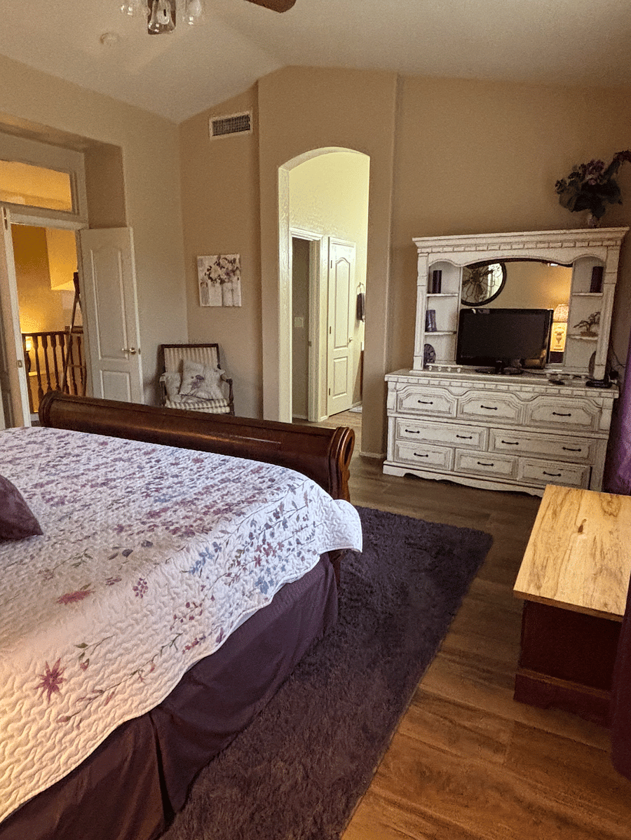 Master bedroom into master bath