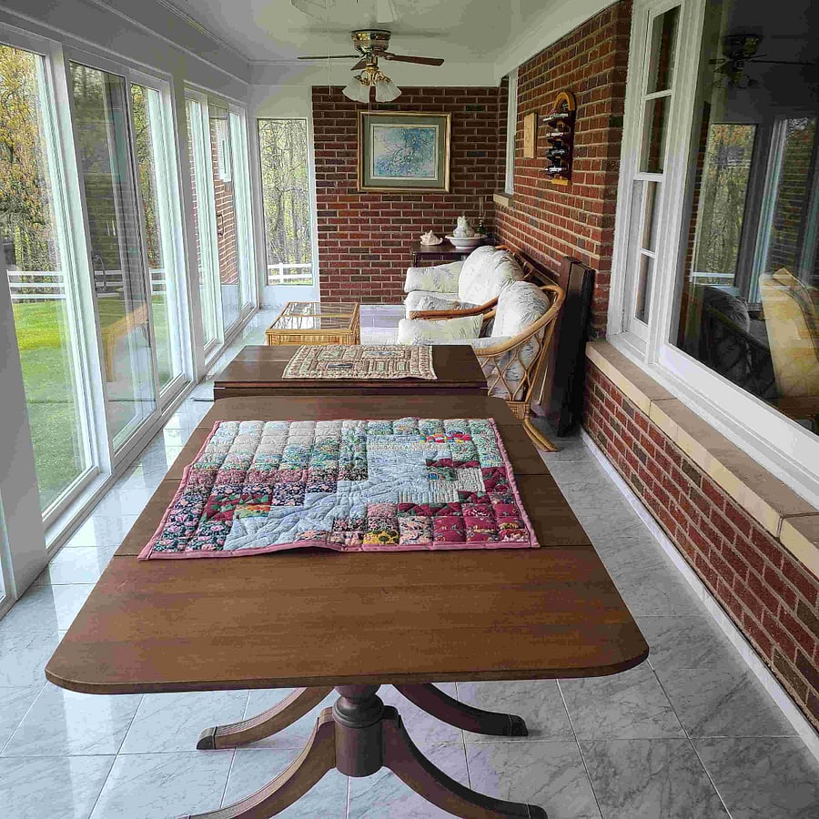 Enclosed porch from living room space