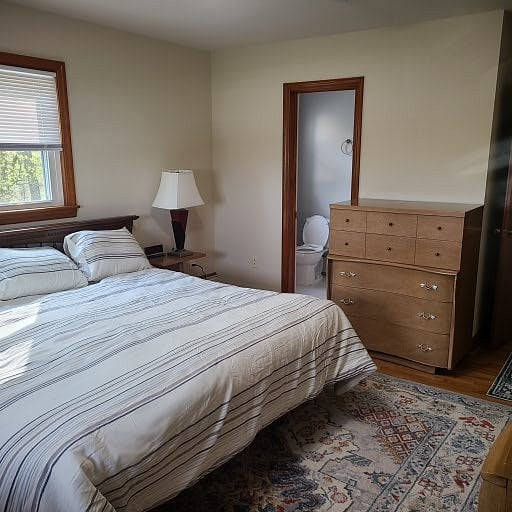 Master bedroom looking at bathroom
