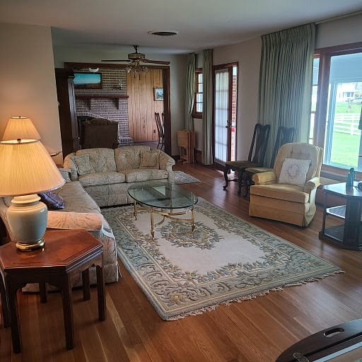 Living room from hallway from bedrooms