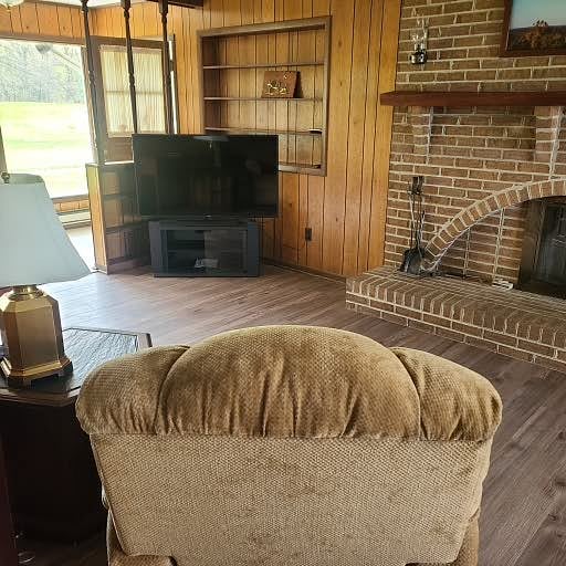 Family room with large smart TV