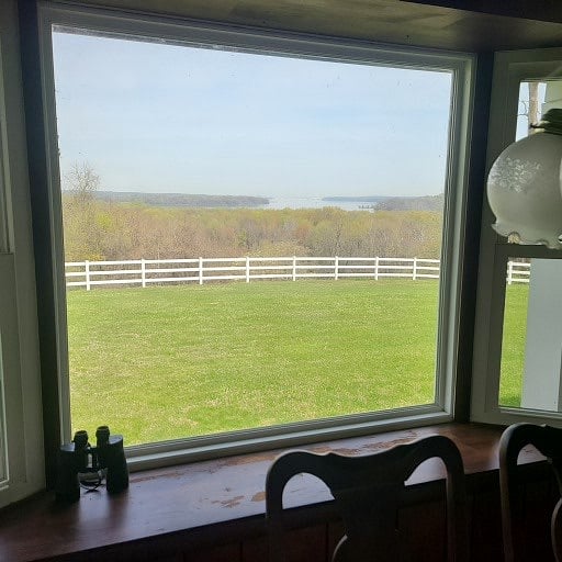 View from dining table towards river