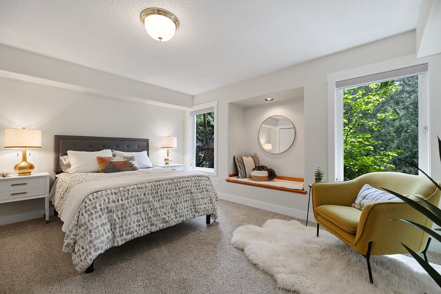 Bedroom with Built-in Bench and Sitting Area