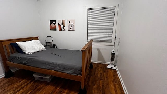 Bedroom 2: Twin bed, desk and office chair.