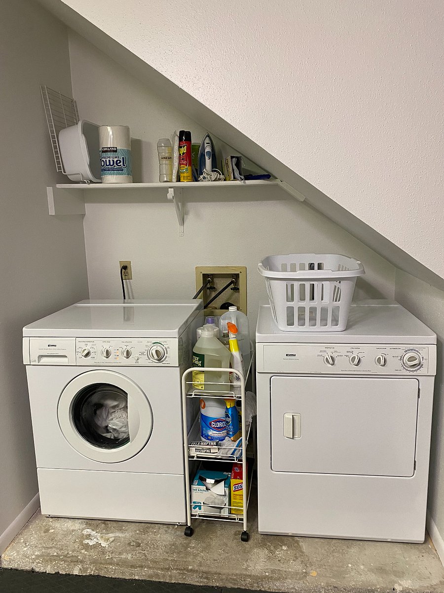 Laundry area in garage