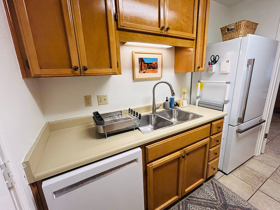 View of kitchen from door leading to garage