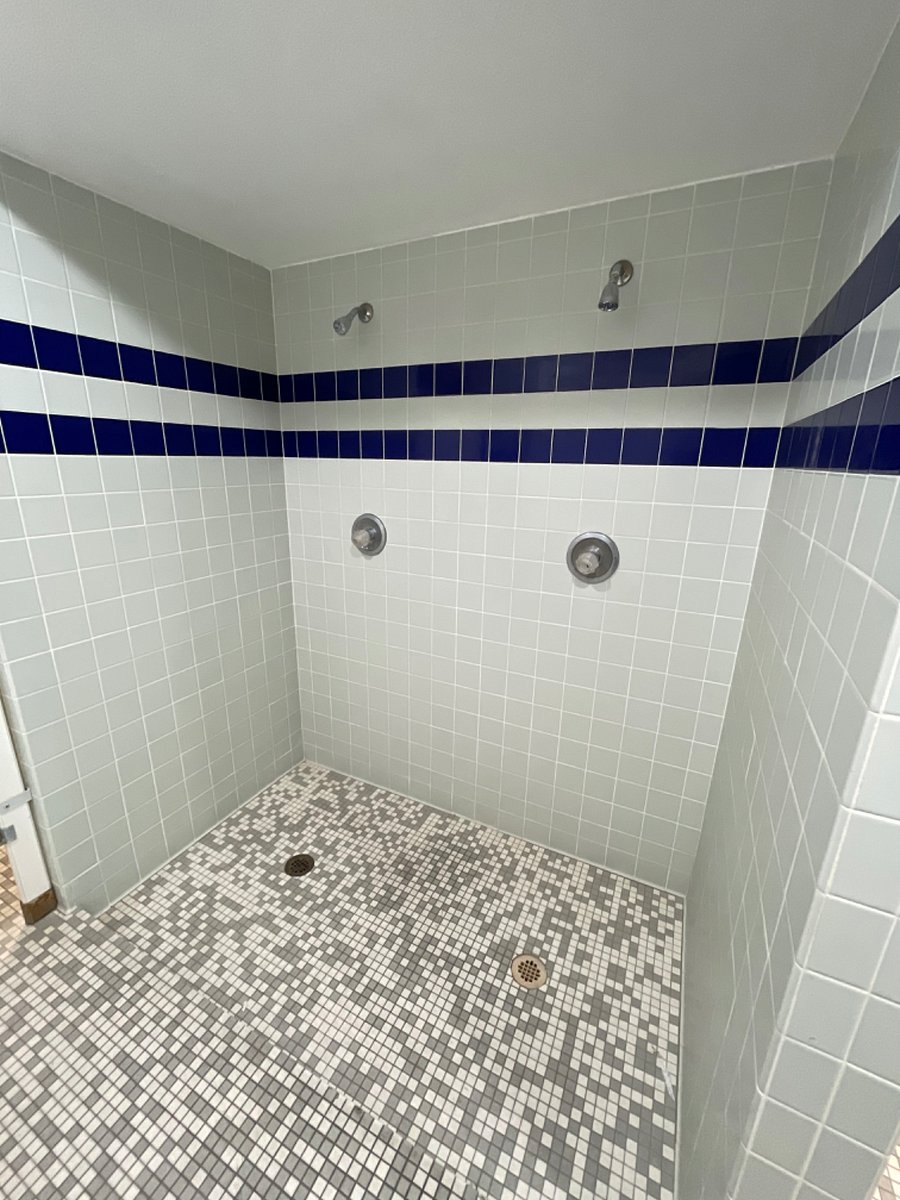 Showers available in gym bathrooms. 