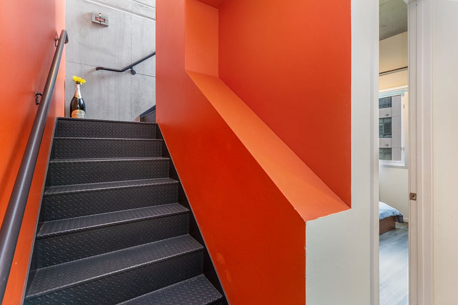 Stairs to the open plan living space