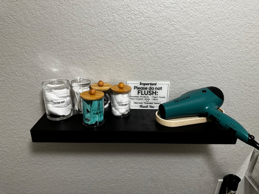 hair dryer & toiletries