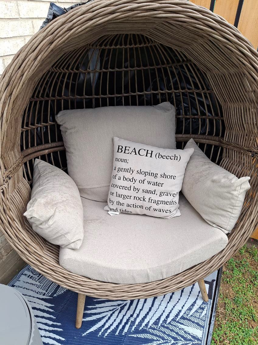Guest egg chair on your private patio. 