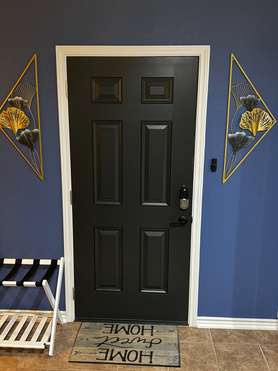 Your Exit & Entrance. Ceiling fan remote to your left as you enter. 