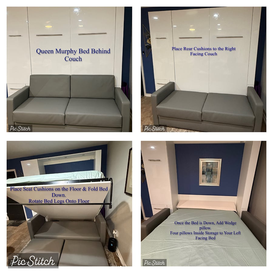 Instructions on how to convert the couch into the bed. 