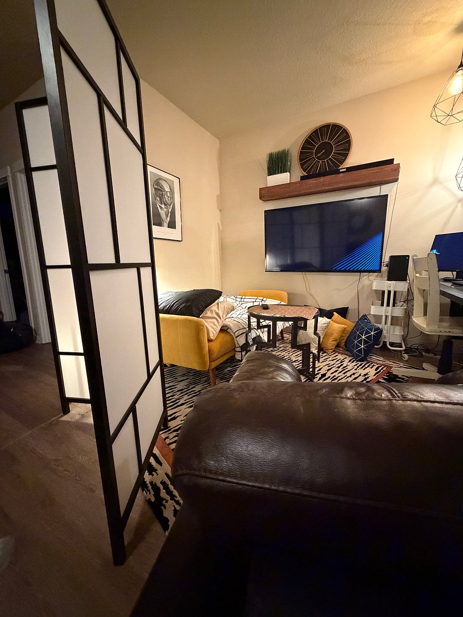 The Fourth bedroom, sleeping arrangement option for one. Located downstairs in the nook of the kitchen and dining room area.