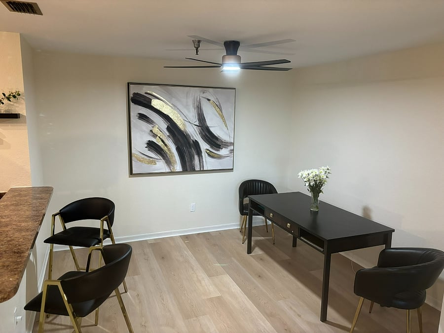 The dinning room overlooks the kitchen and living area.