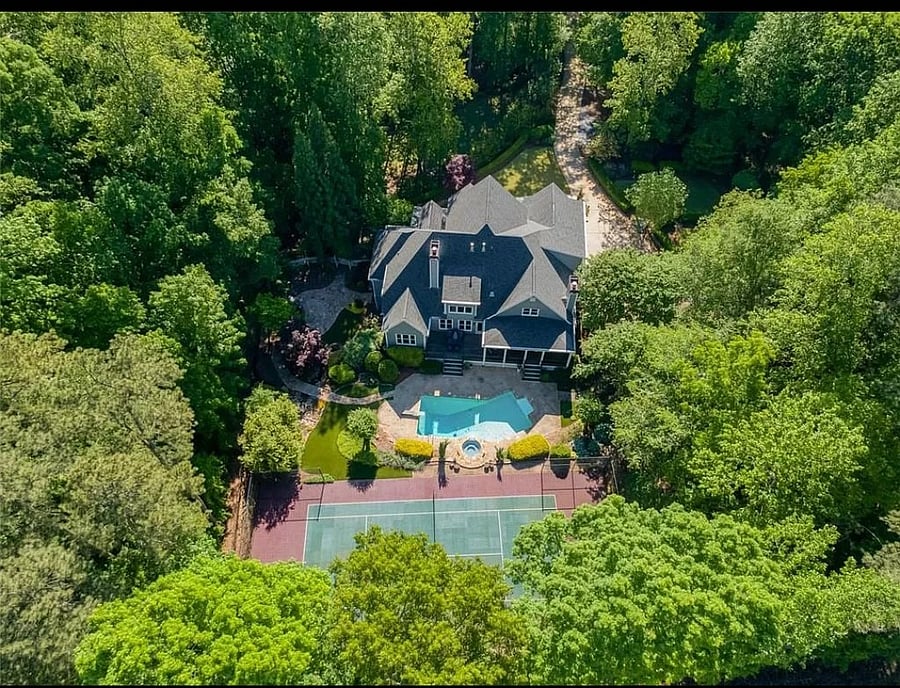 top down view of backyard
