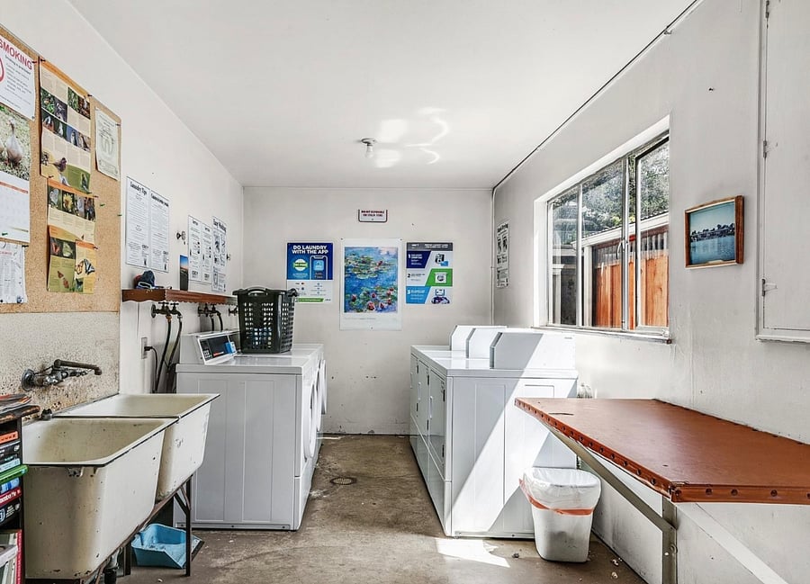 The laundry room. Free wash and free no-heat dry. $1.50 for a heated dry, or free line dry!