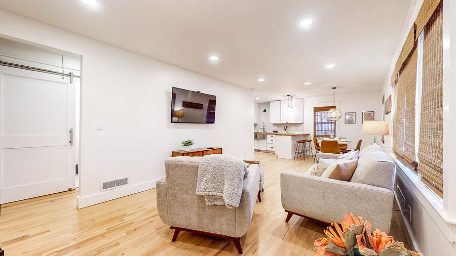 living, dining and kitchen