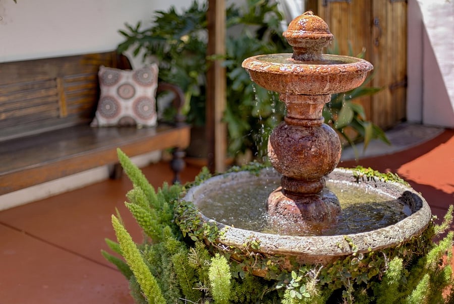 Relaxing water sounds from your courtyard fountain