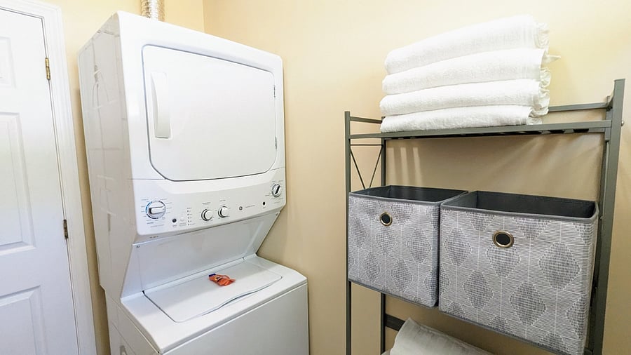 Washer & Dryer Unit Located in Bathroom
