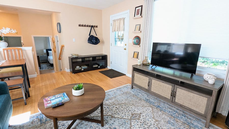 Living Room & Backdoor to Fenced Yard