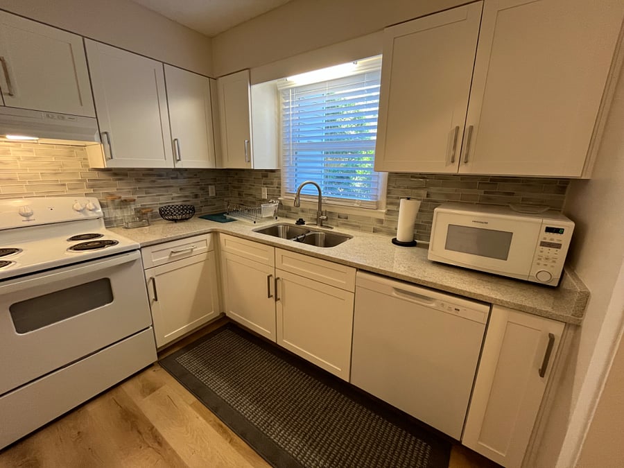 Dishwasher and microwave.