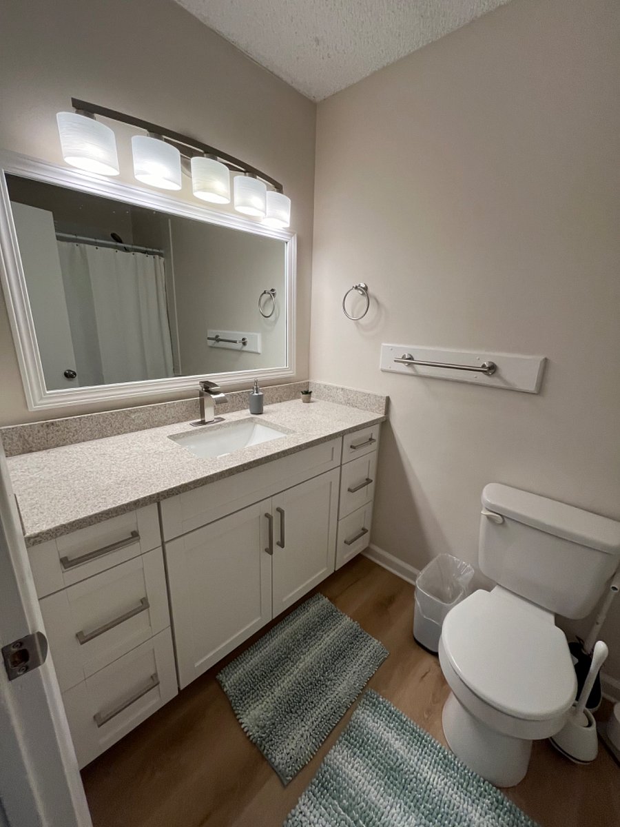 Upstairs - full bathroom. Plenty of room to get ready in the mornings.