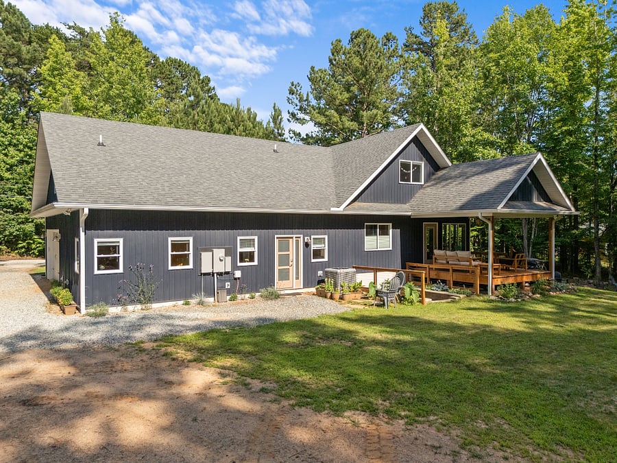 Apartment is on the back side of our home. Attached but separate. Backyard is shared.