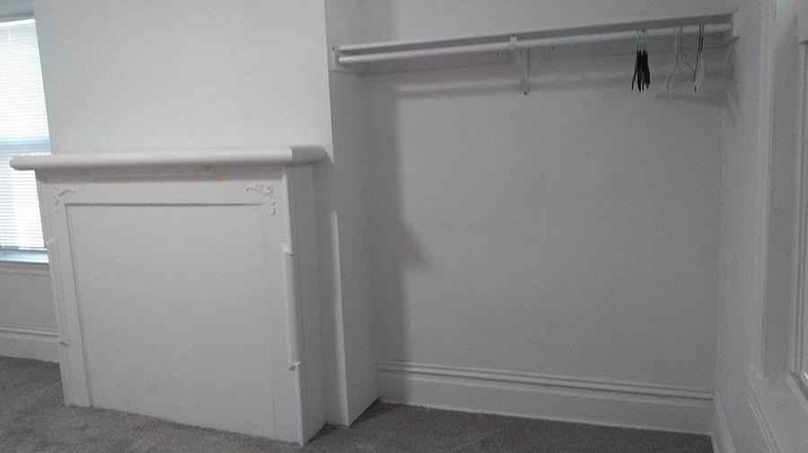 Bedroom - hanging rod & shelf