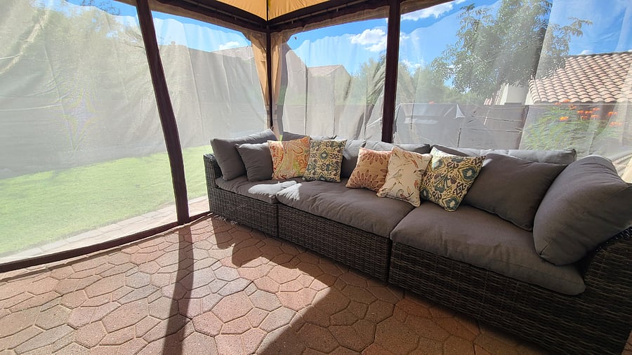 Relax in our gazebo (with mosquito netting you can open when needed), taking in the spectacular view of the Catalina Mountains. It's the perfect spot to unwind and immerse yourself in the beauty of nature.