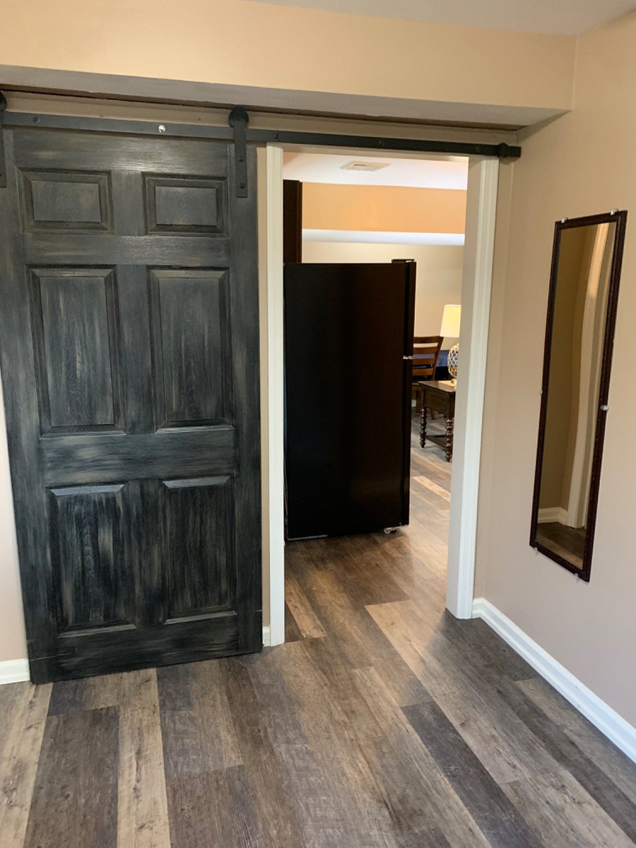 Bonus office space with a barn door