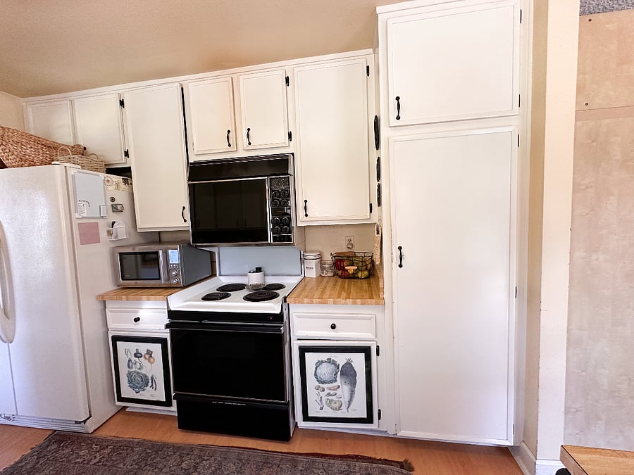 Double ovens, microwave/air fryer/dehydrator/convection oven.