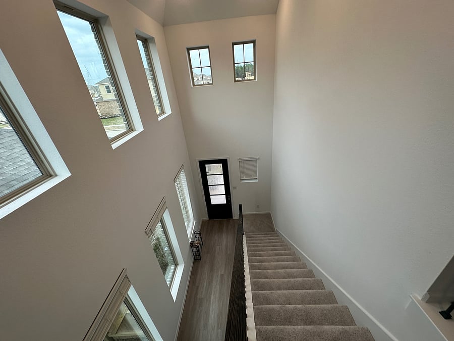 The view from upstairs into the entry way.