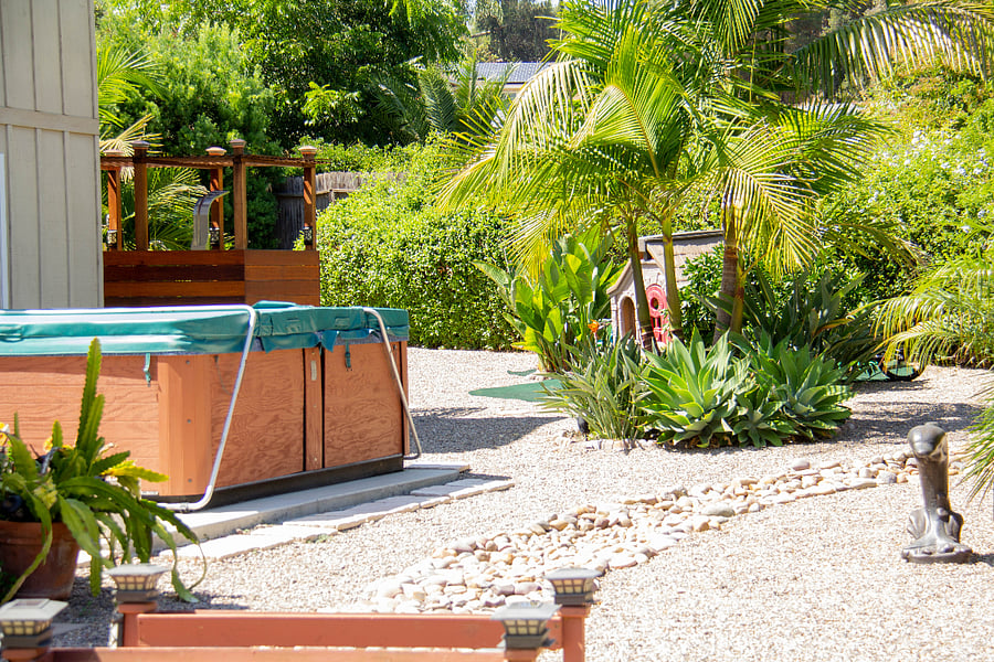 Relax in the spa or outdoor shower.