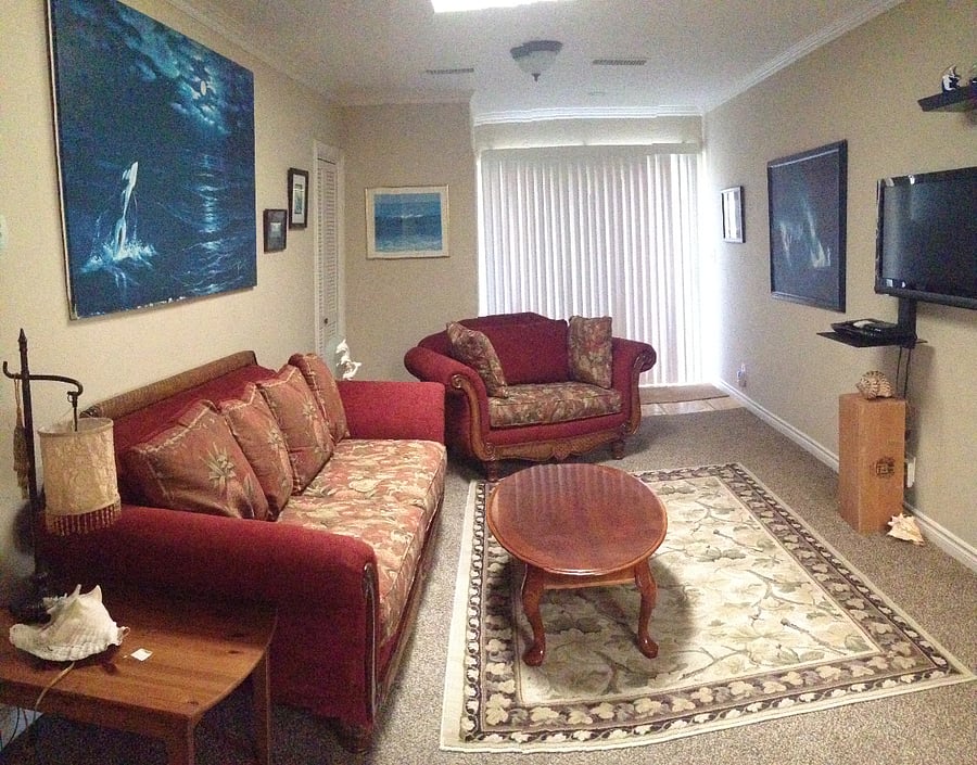 The family room is cleverly separated from the living room, dining area, and kitchen, granting your guests plenty of room to gather independently or indulge in different TV programs. Moreover, the back patio adjacent to the family room offers added privacy and ample space for relaxation.