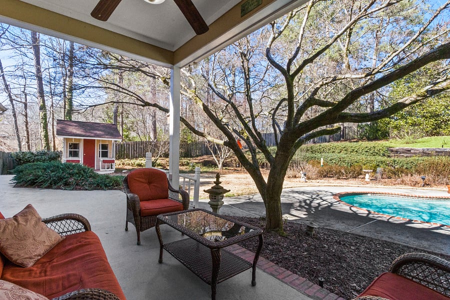 Shared patio and pool