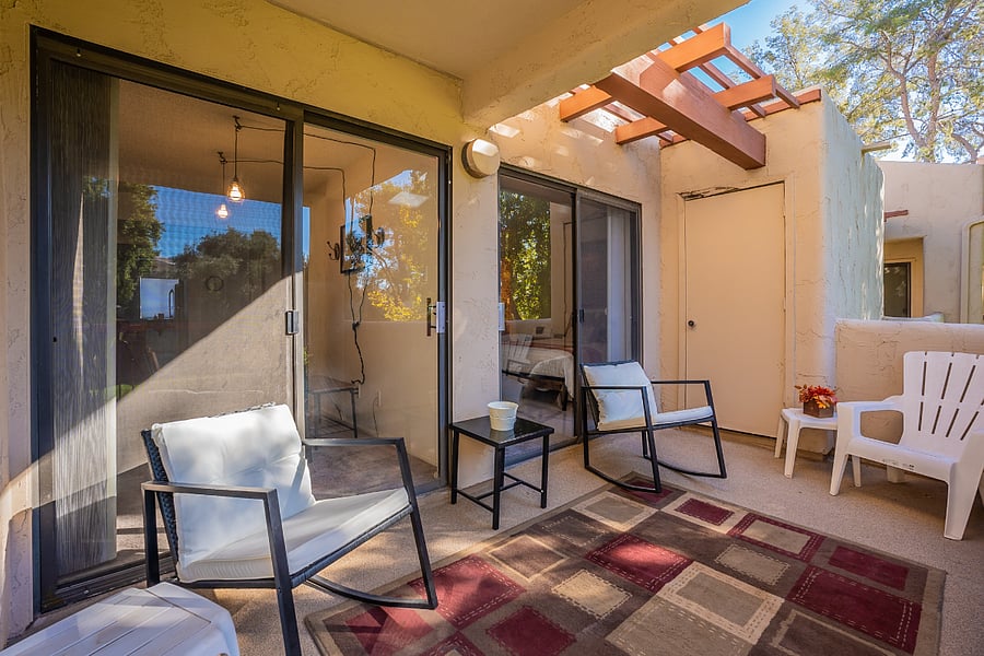 Back balcony off the dining room and master suite.