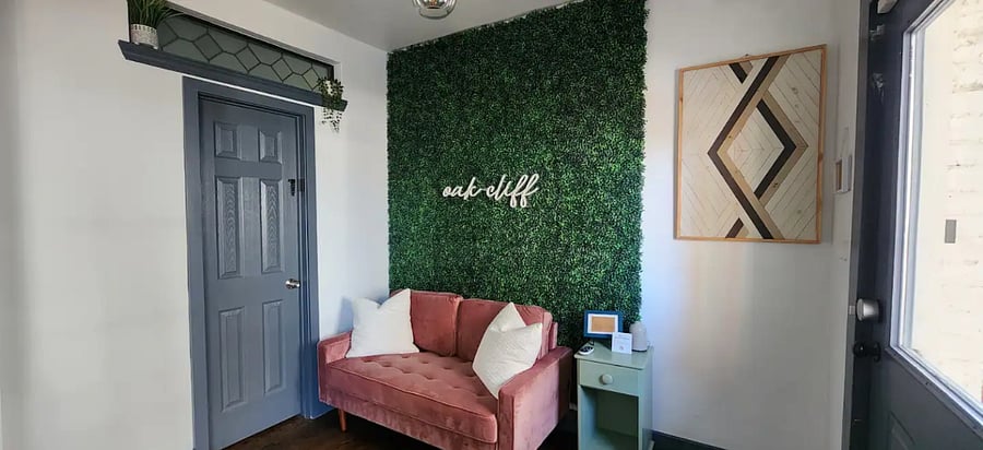 Sitting area with door to the rest of our house
