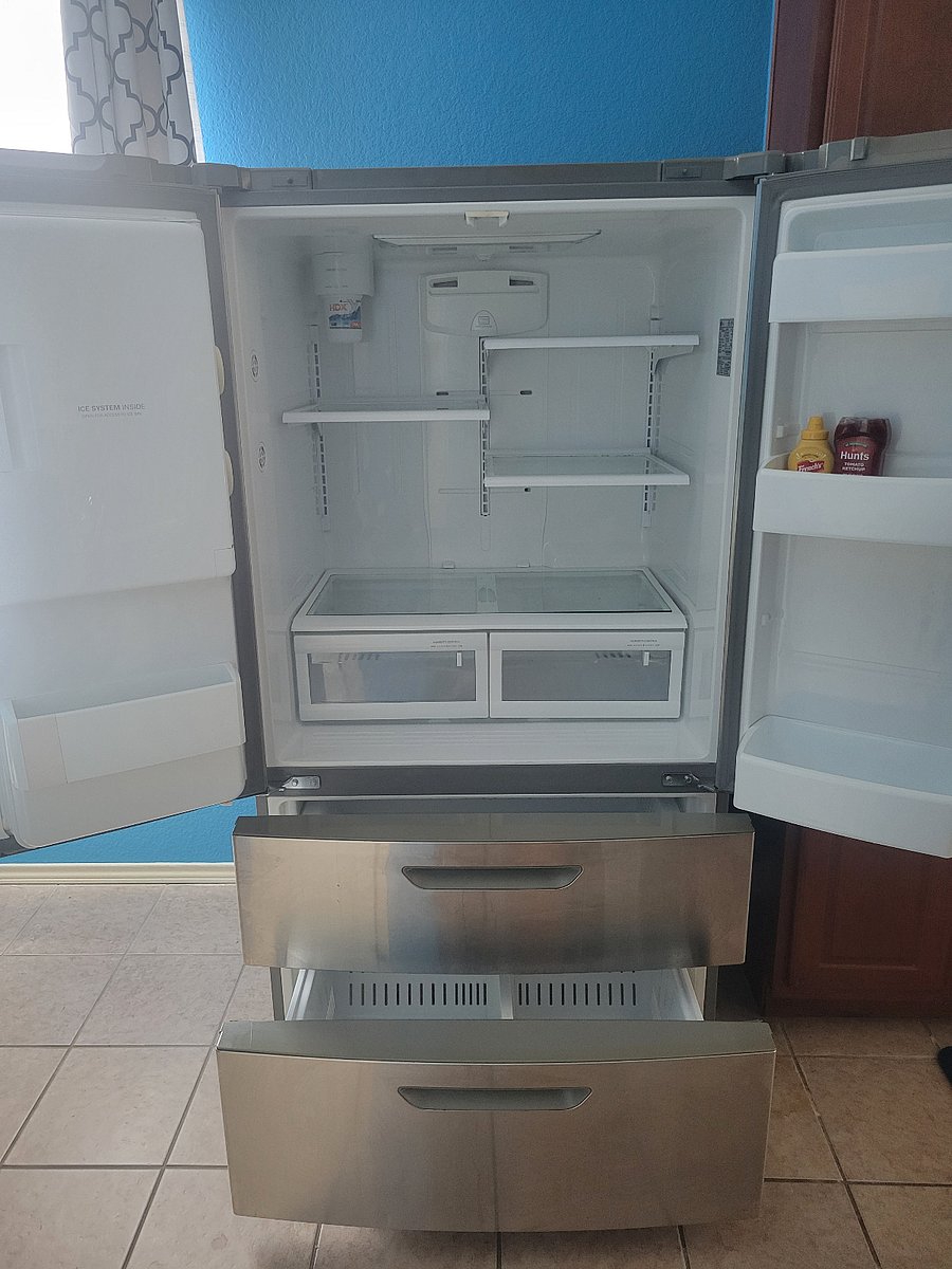 Double door fridge with ice maker
