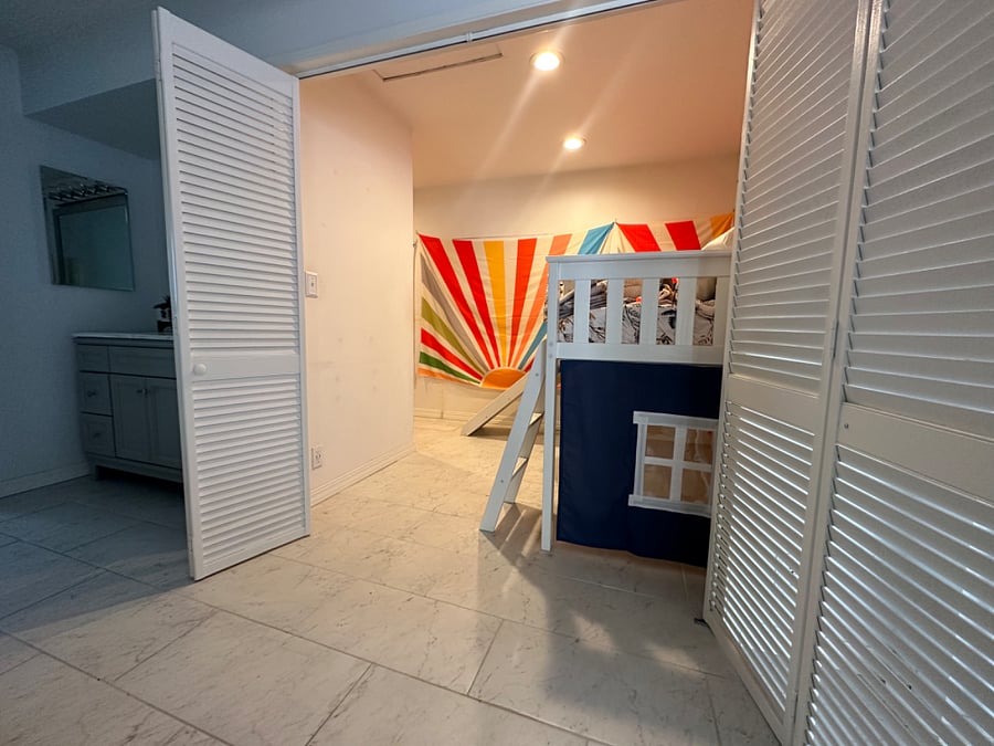 Bunk twin on top or play area/storage below. 