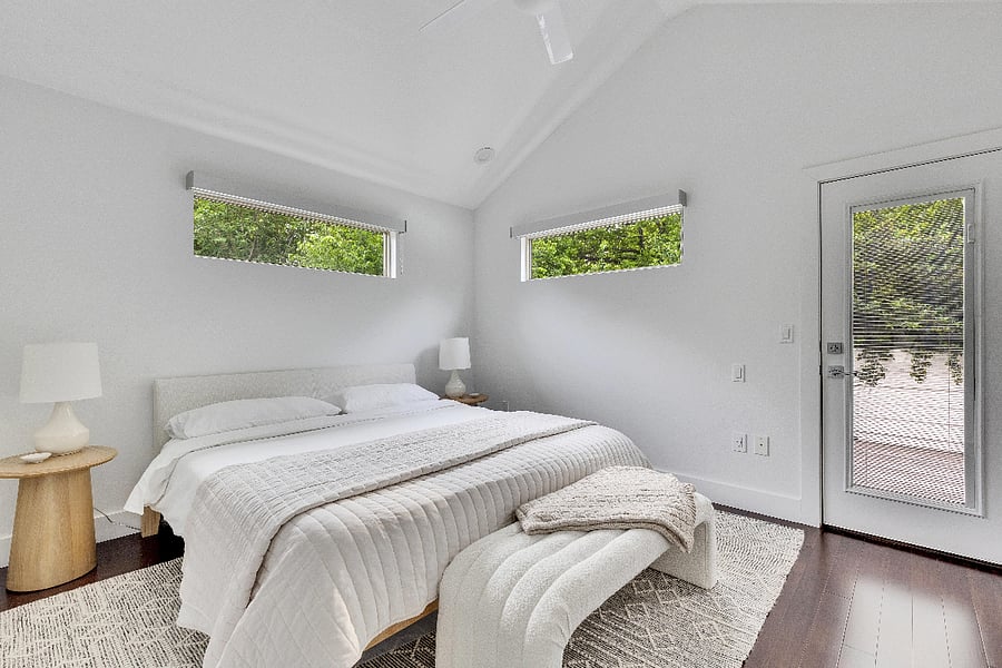 Primary bedroom with king memory foam bed