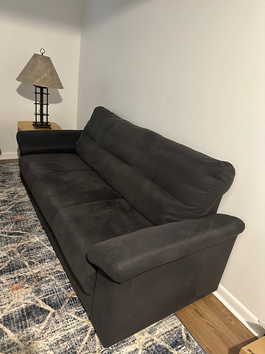 Grey Sofa facing the TV in the living room