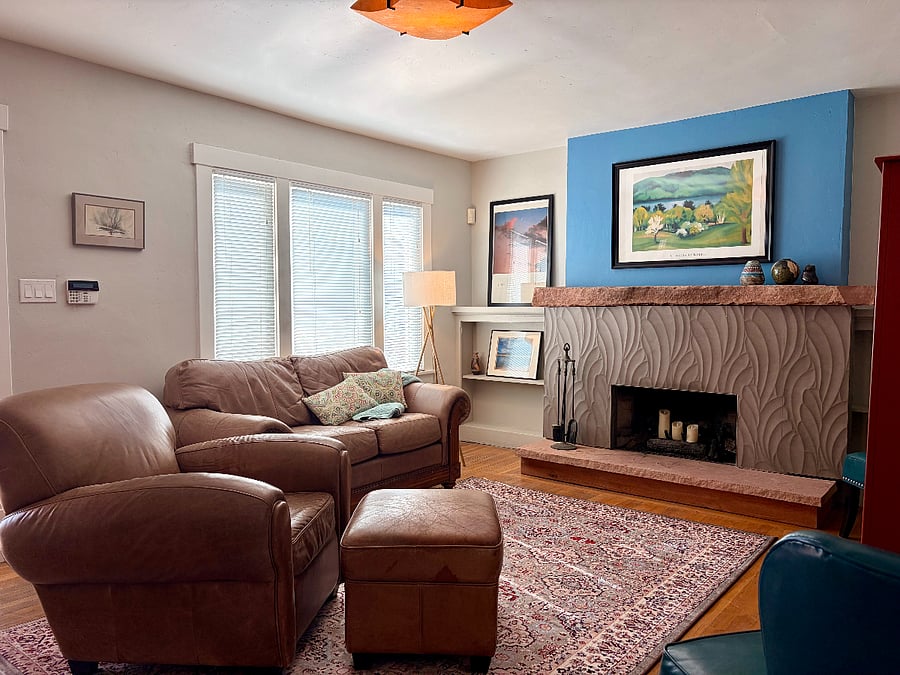 Roomy couch and bright living area