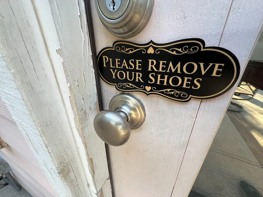 Shoes are not allowed inside the house