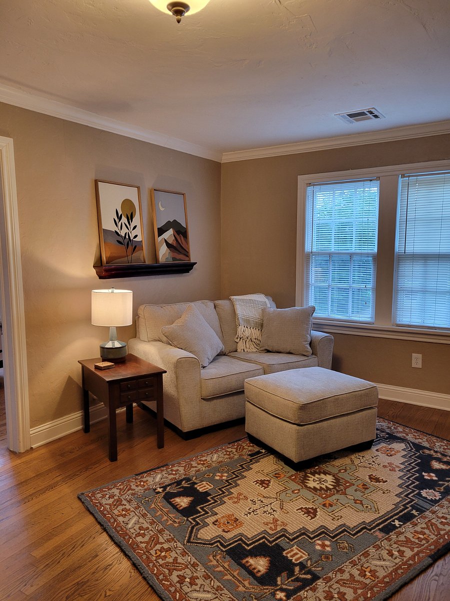 New Couch! Cozy up here after work, put your feet up, read or watch TV.