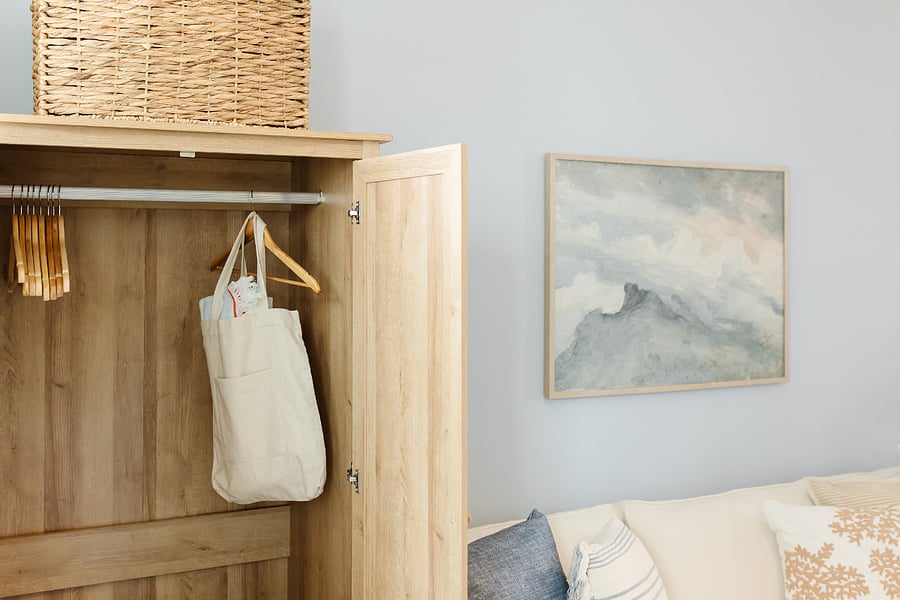Wardrobe for extra storage of coats, bags, and blankets