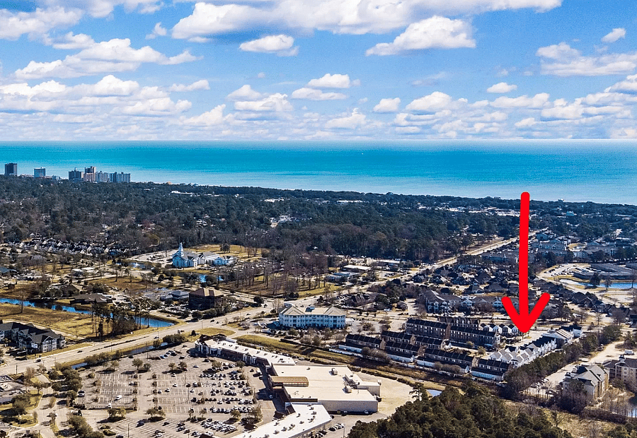 Red Arrow points to property location (aerial view)