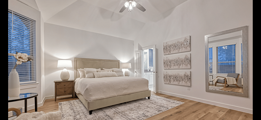 Masters bedroom with a king size bed.