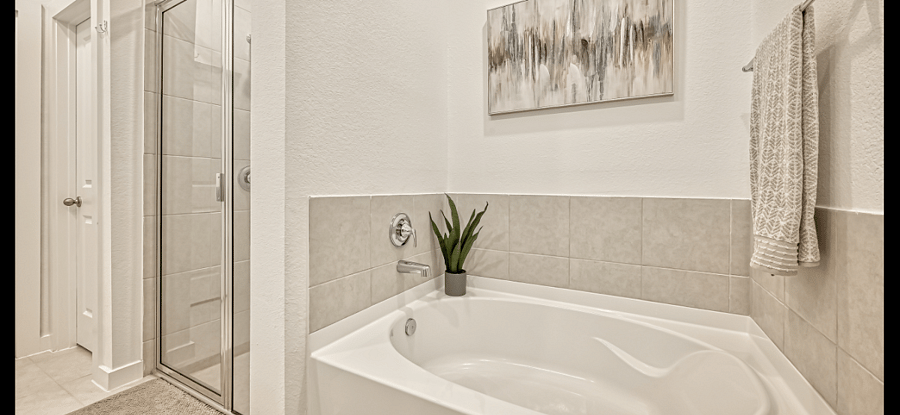 Large tub for enjoying a bubble bath and unwinding