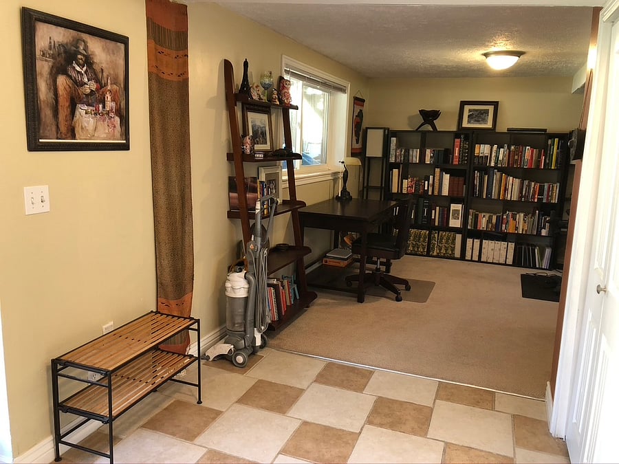 Studey with library and desk